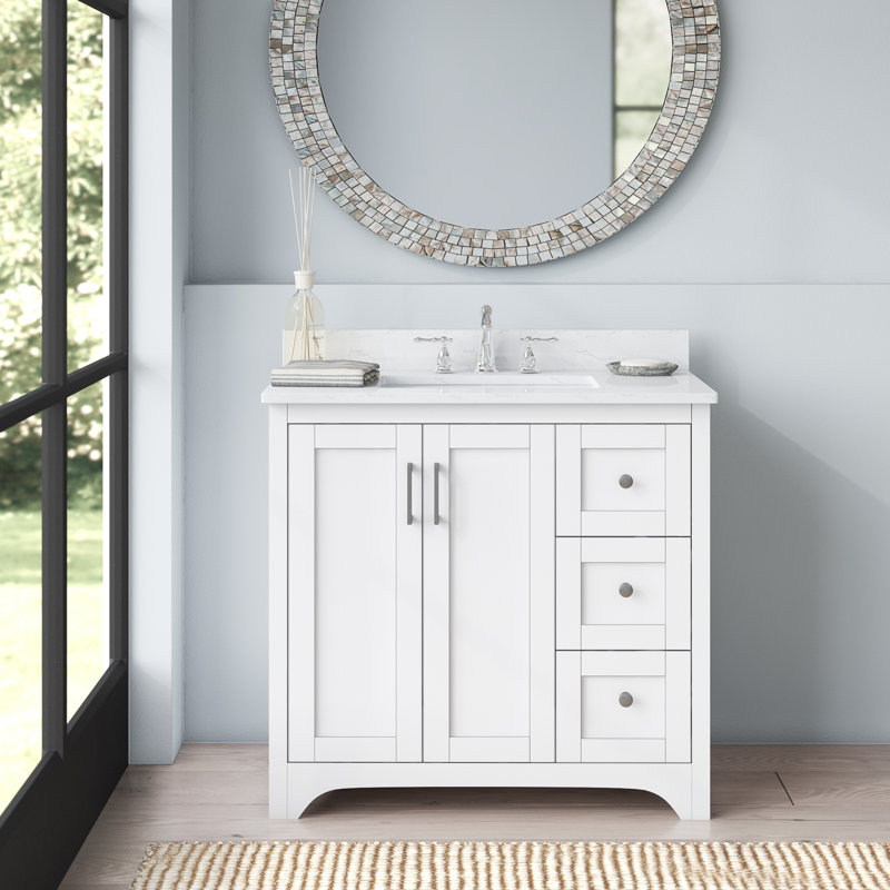 Longshore Tides 36 Inch Single Bathroom Vanity In White With Backsplash ...